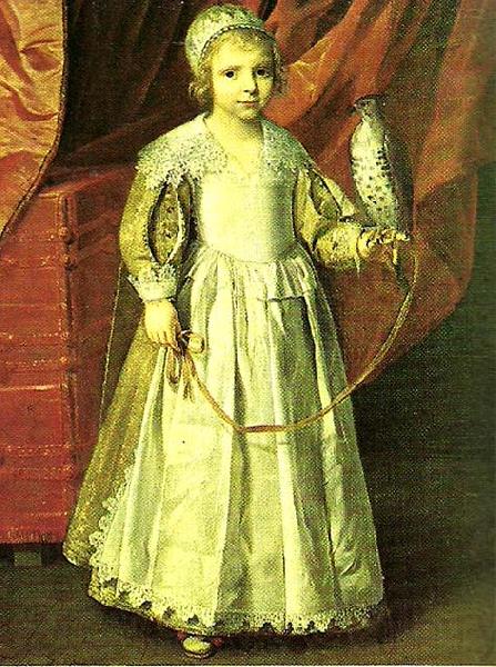 Philippe de Champaigne little girl with falcon Norge oil painting art